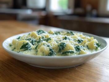 Tortellini Spinach Bake in Creamy Lemon Sauce